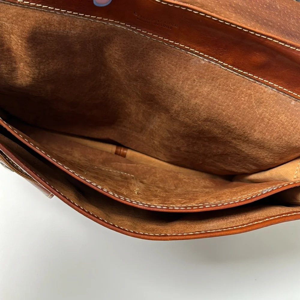 Manufactus Full Grain CalfSkin Italian Leather Slim Briefcase Brown Luxury